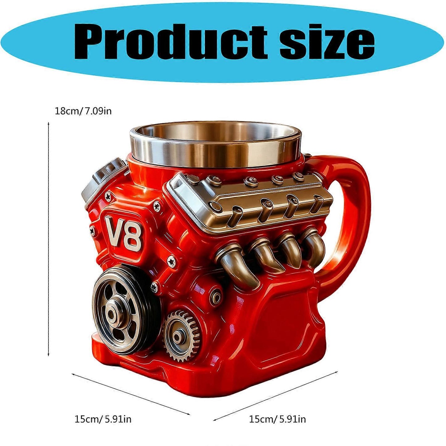 🔥LAST DAY 49% OFF🔥-Retro Engine Coffee Mug, V8 Engines Stainless Steel Cup
