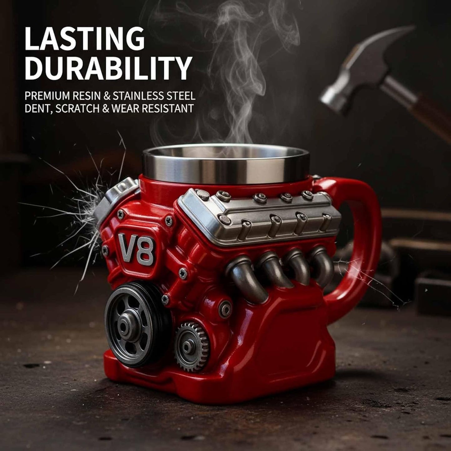 🔥LAST DAY 49% OFF🔥-Retro Engine Coffee Mug, V8 Engines Stainless Steel Cup