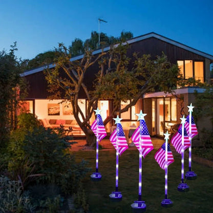 Solar-Powered American Flag Lawn Light — LED Ground Stake Light for Outdoor Courtyard, Garden, and Balcony Decoration (Independence Day)