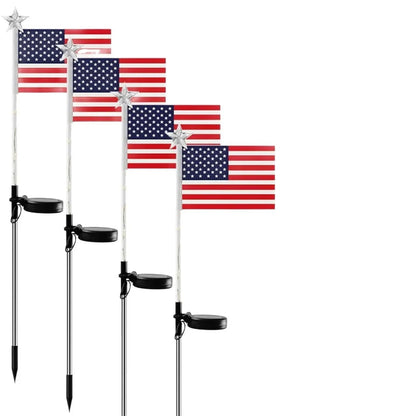 Solar-Powered American Flag Lawn Light — LED Ground Stake Light for Outdoor Courtyard, Garden, and Balcony Decoration (Independence Day)